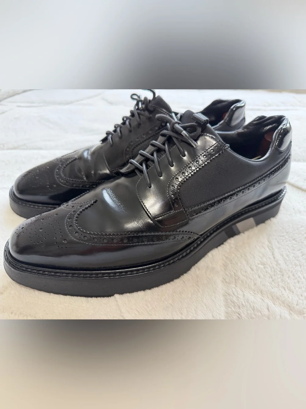 $1,150 Prada Men's Black Leather Platform Oxford Chunky Sole Brogues 11 12